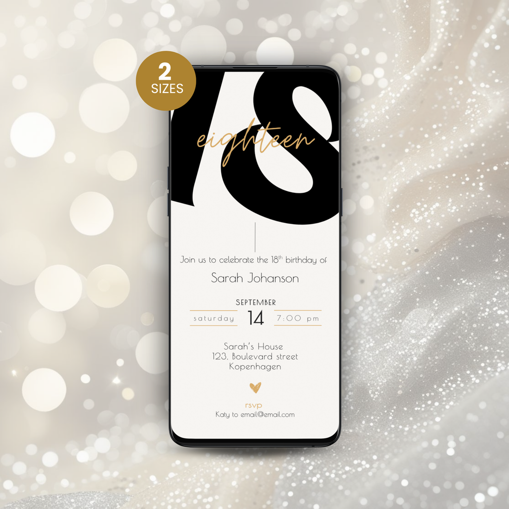 Minimal 18th Birthday Invitation Template