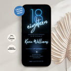 Neon Glow 18th Birthday Invitation Boys