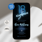 Neon Glow 18th Birthday Invitation Boys