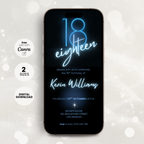 Neon Glow 18th Birthday Invitation Boys