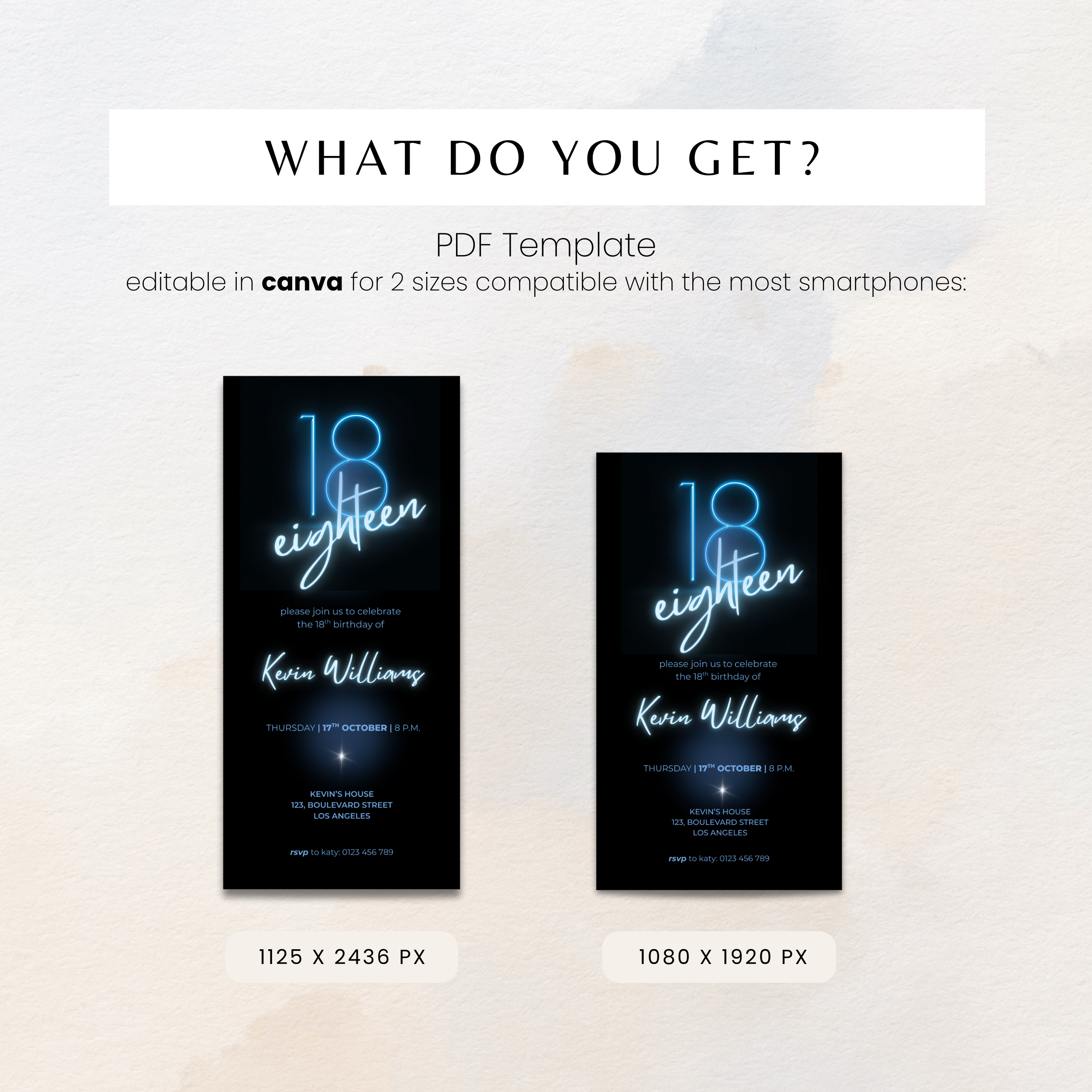 Neon Glow 18th Birthday Invitation Boys