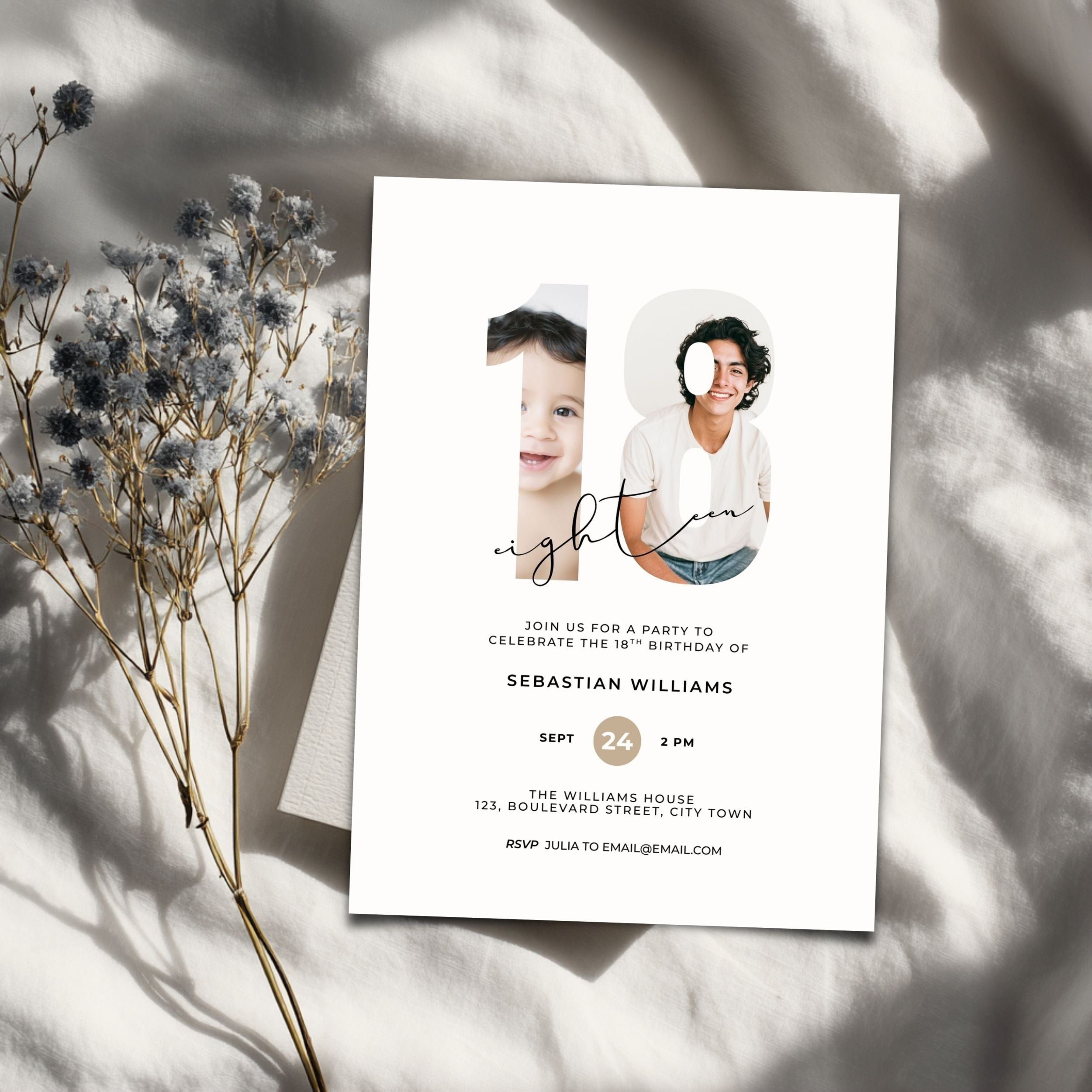 18th Birthday Photo Invitation Template Boys