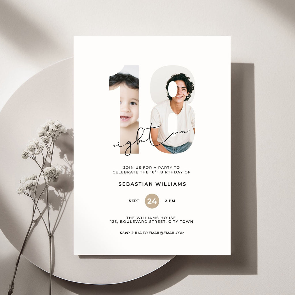 18th Birthday Photo Invitation Template Boys