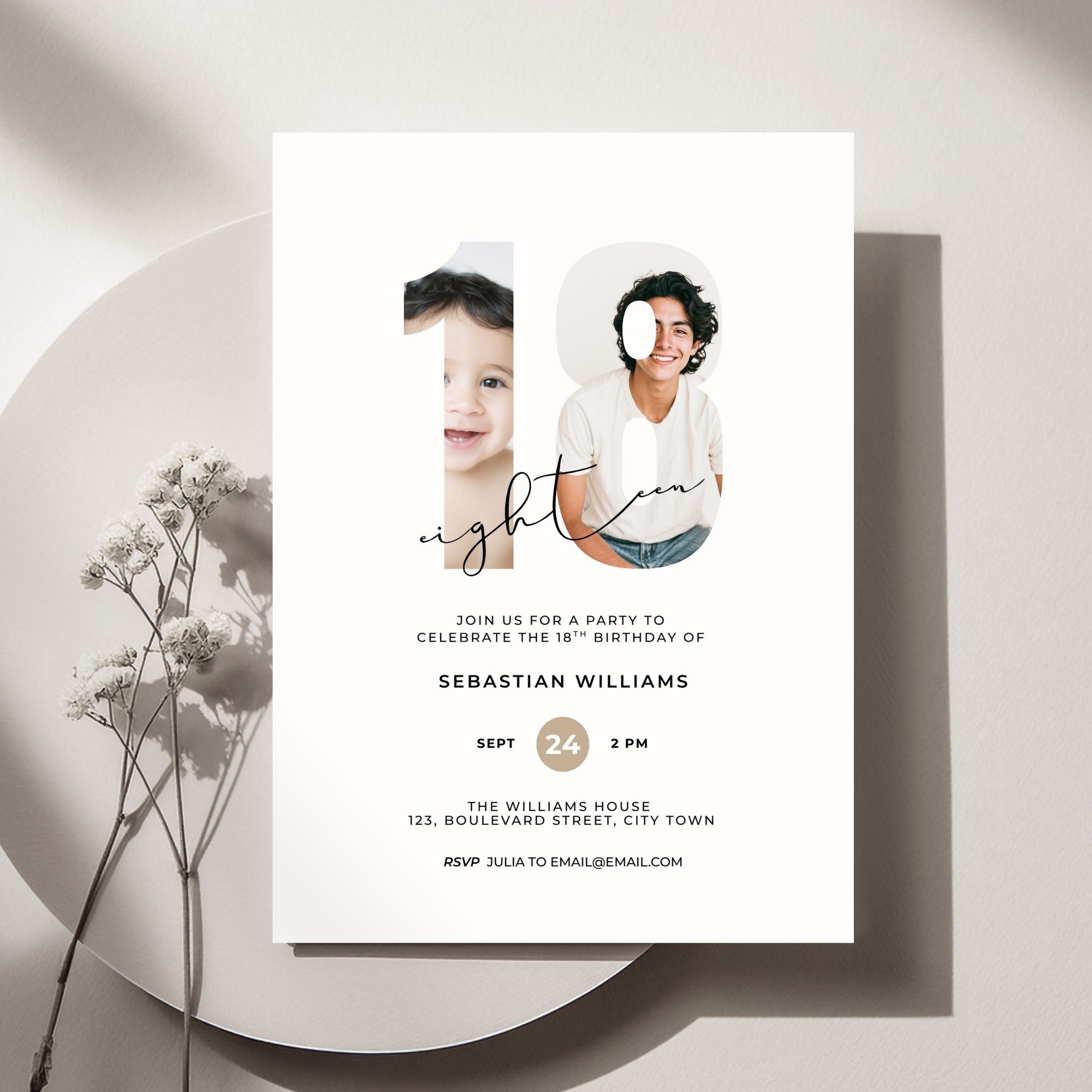 18th Birthday Photo Invitation Template Boys