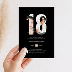 Black 18th Birthday Photo Invitation Boys