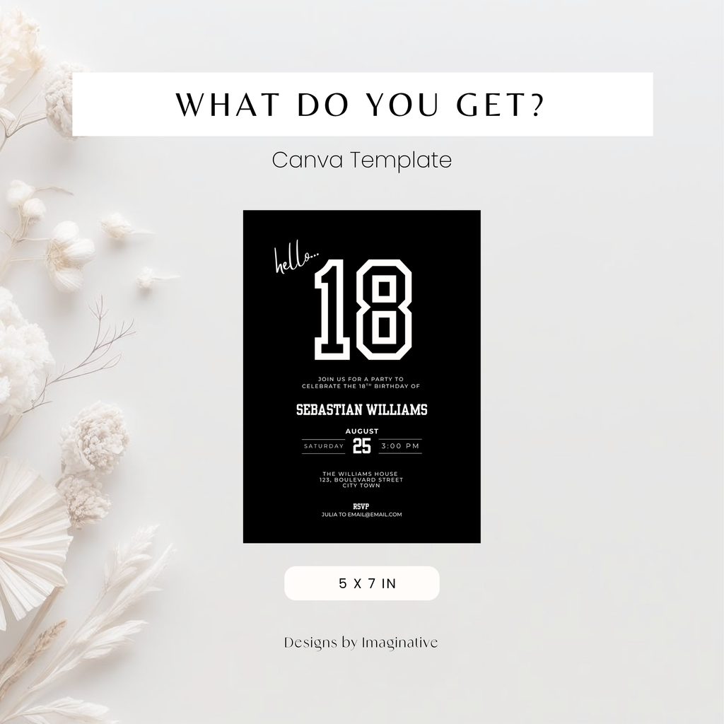 Black Sporty 18th Birthday Invitation