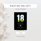 Black 18th Birthday Photo Invitation Boys