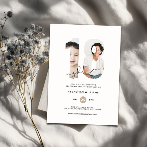 18th birthday photo invitation template for boys