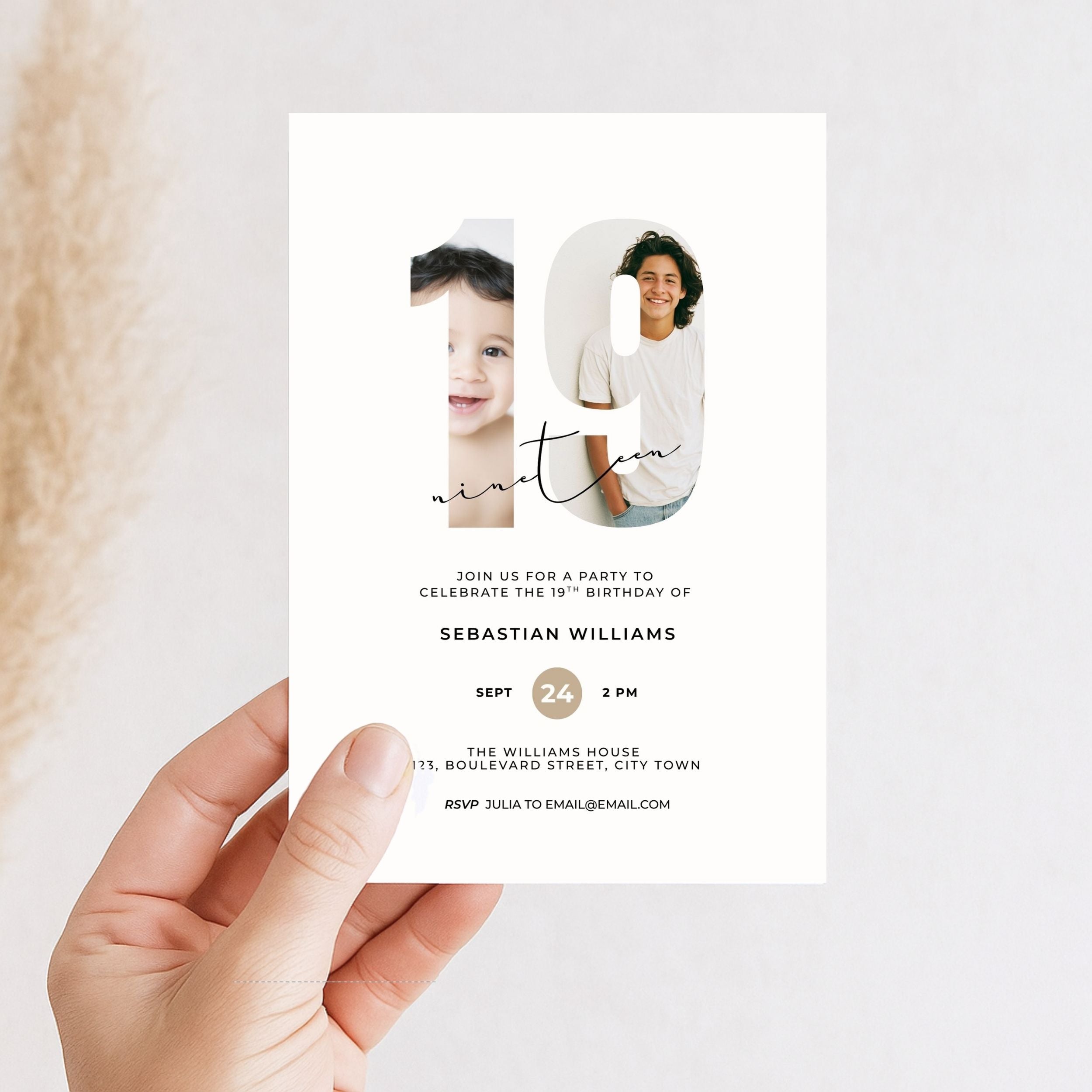 19th Birthday Photo Invitation Template