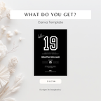 Black Sporty 19th Birthday Invitation