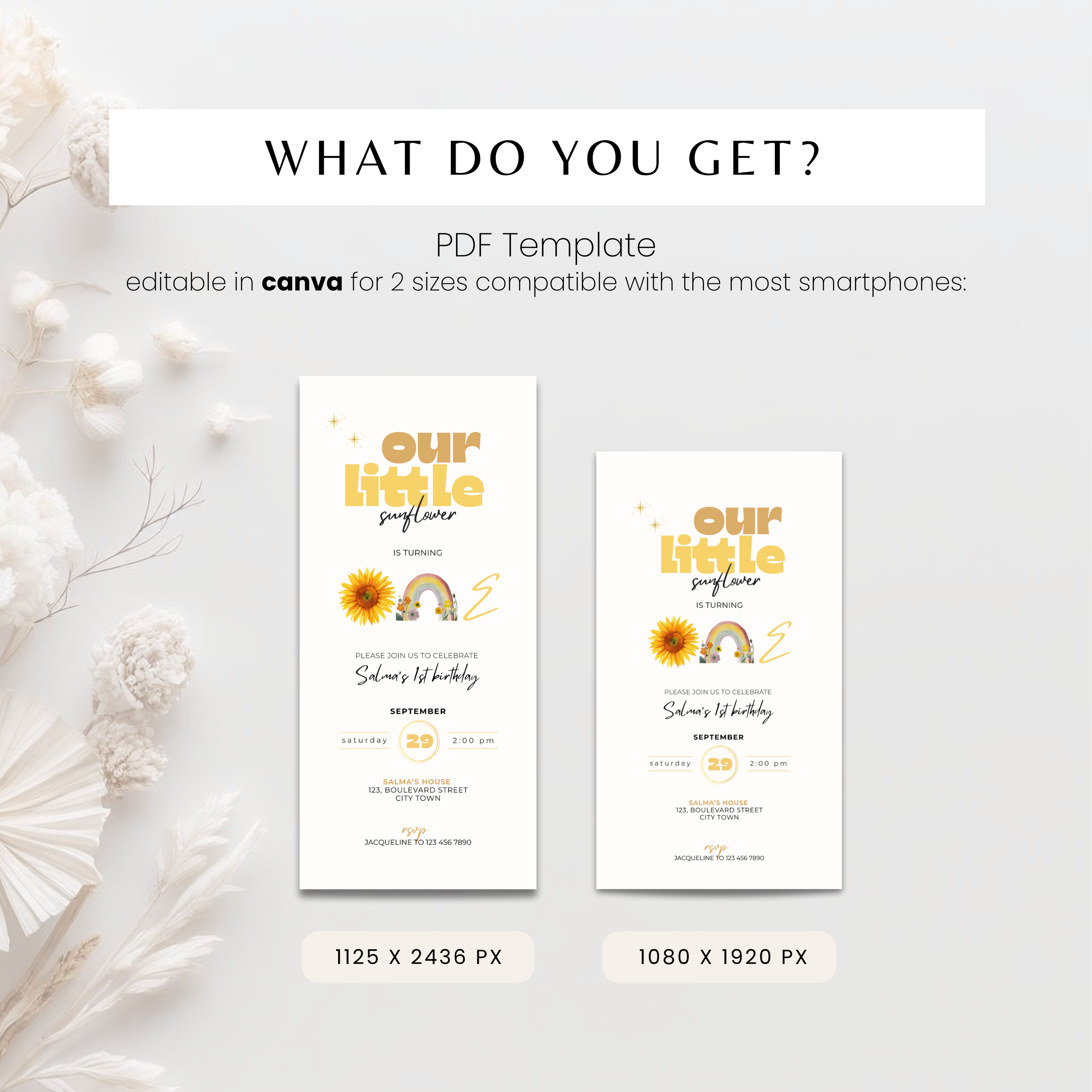 Our Little Sunflower 1st Birthday Invitation