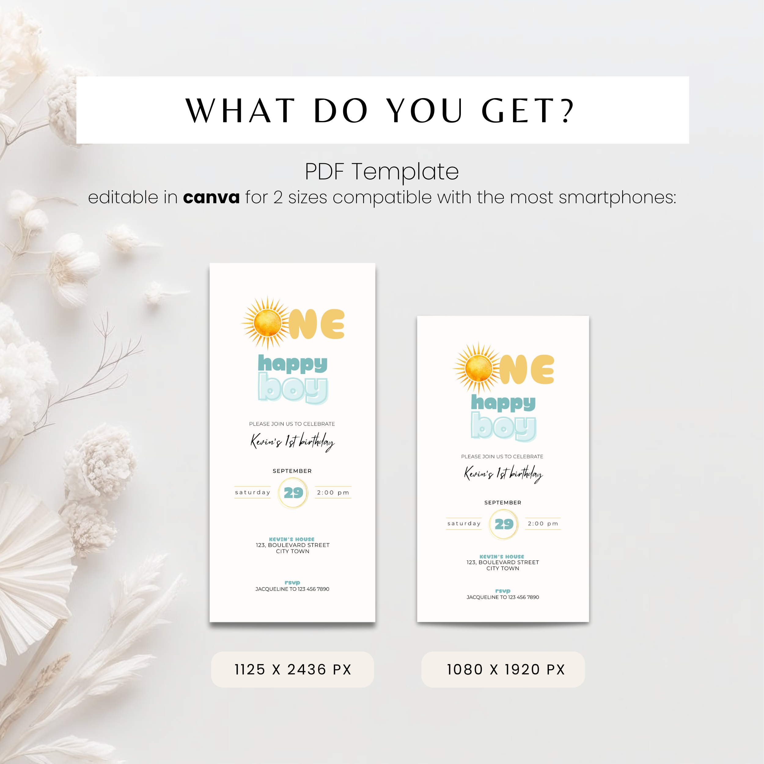 Oh Happy Boy First Birthday Invitation Sun