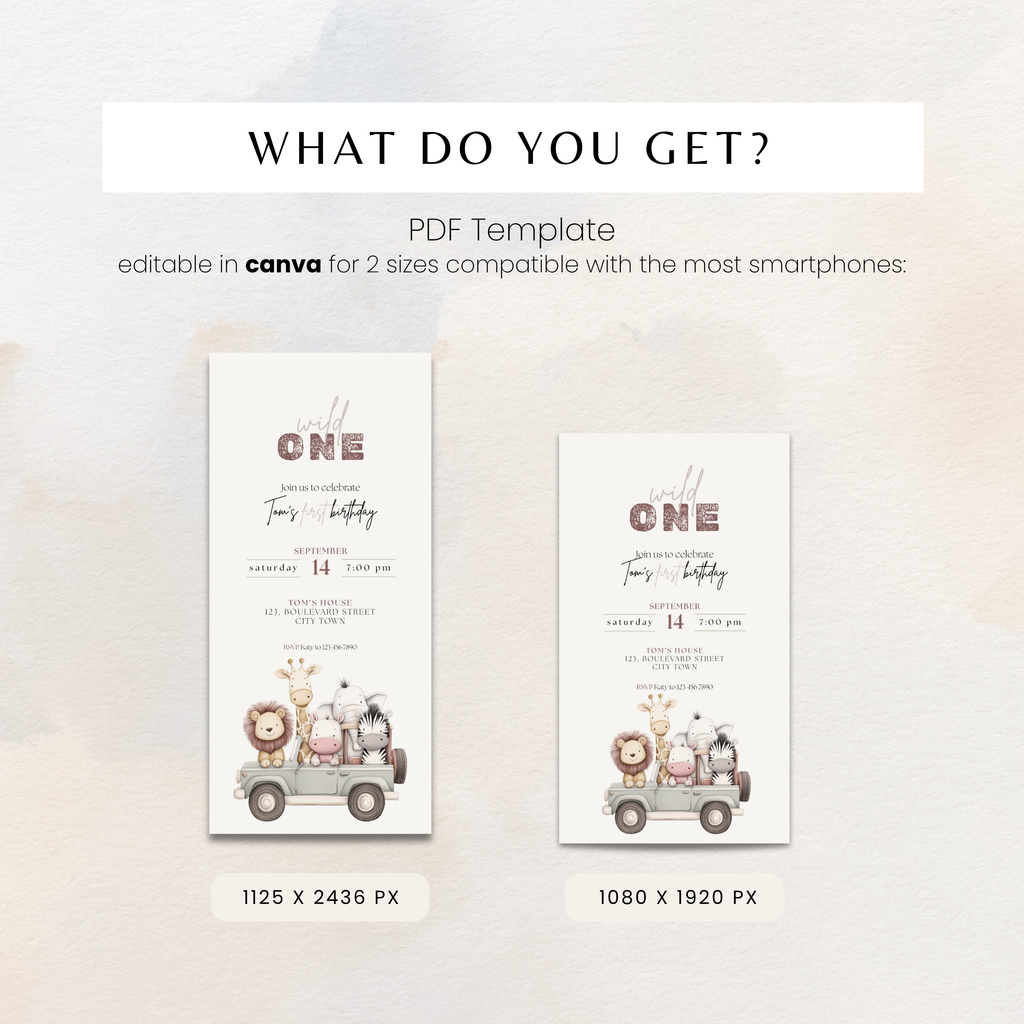 Safari Wild One Birthday Invitation