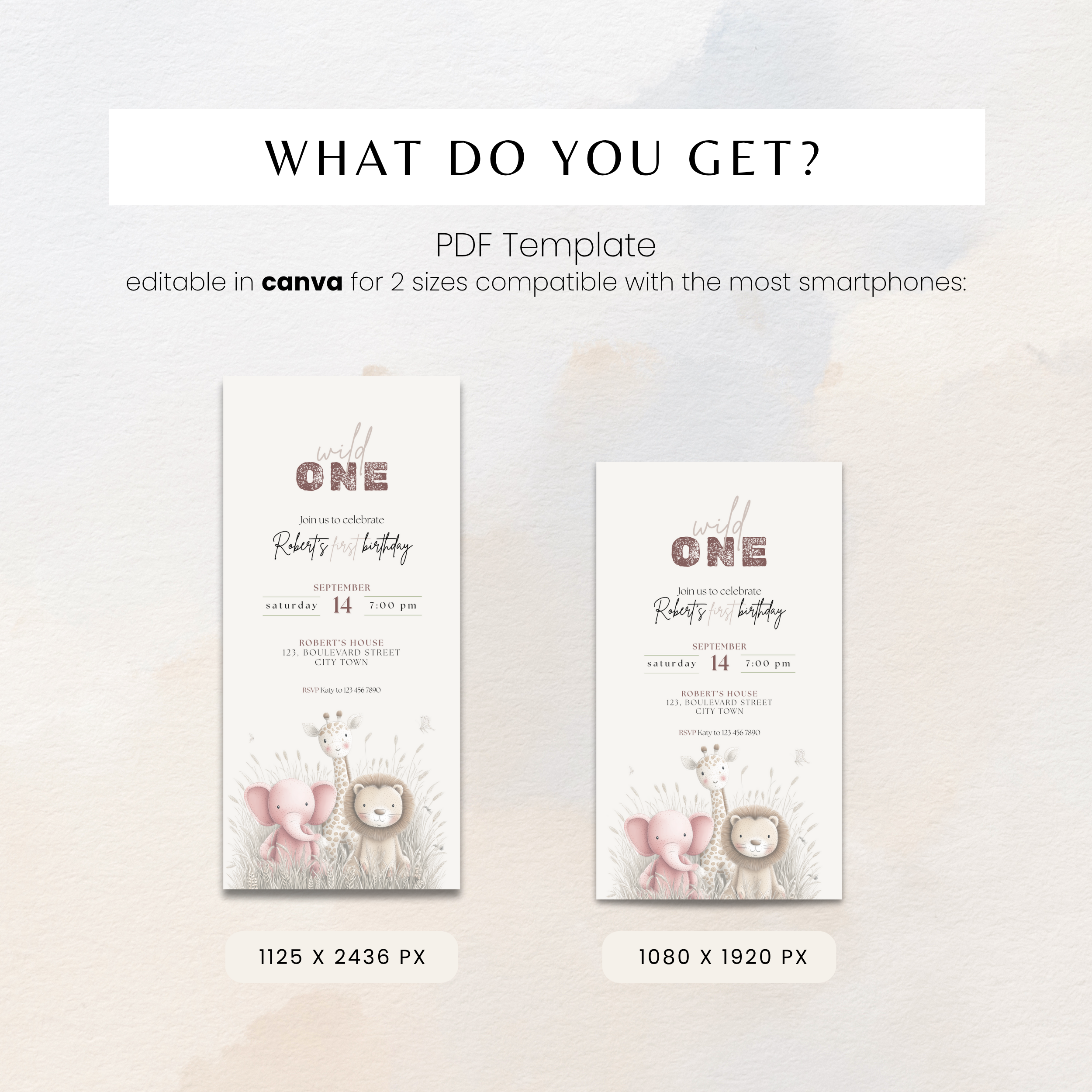 Wild One Birthday Invitation Jungle Safari