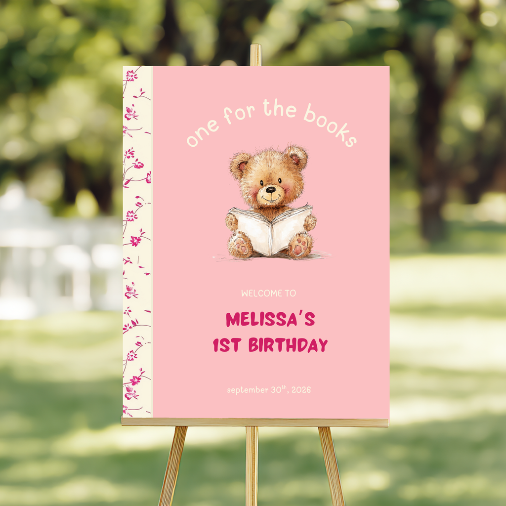 Pink One For The Books Welcome Sign Girls