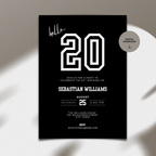 Black Sporty 20th Birthday Invitation