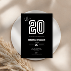 Black Sporty 20th Birthday Invitation