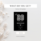 Black Sporty 20th Birthday Invitation