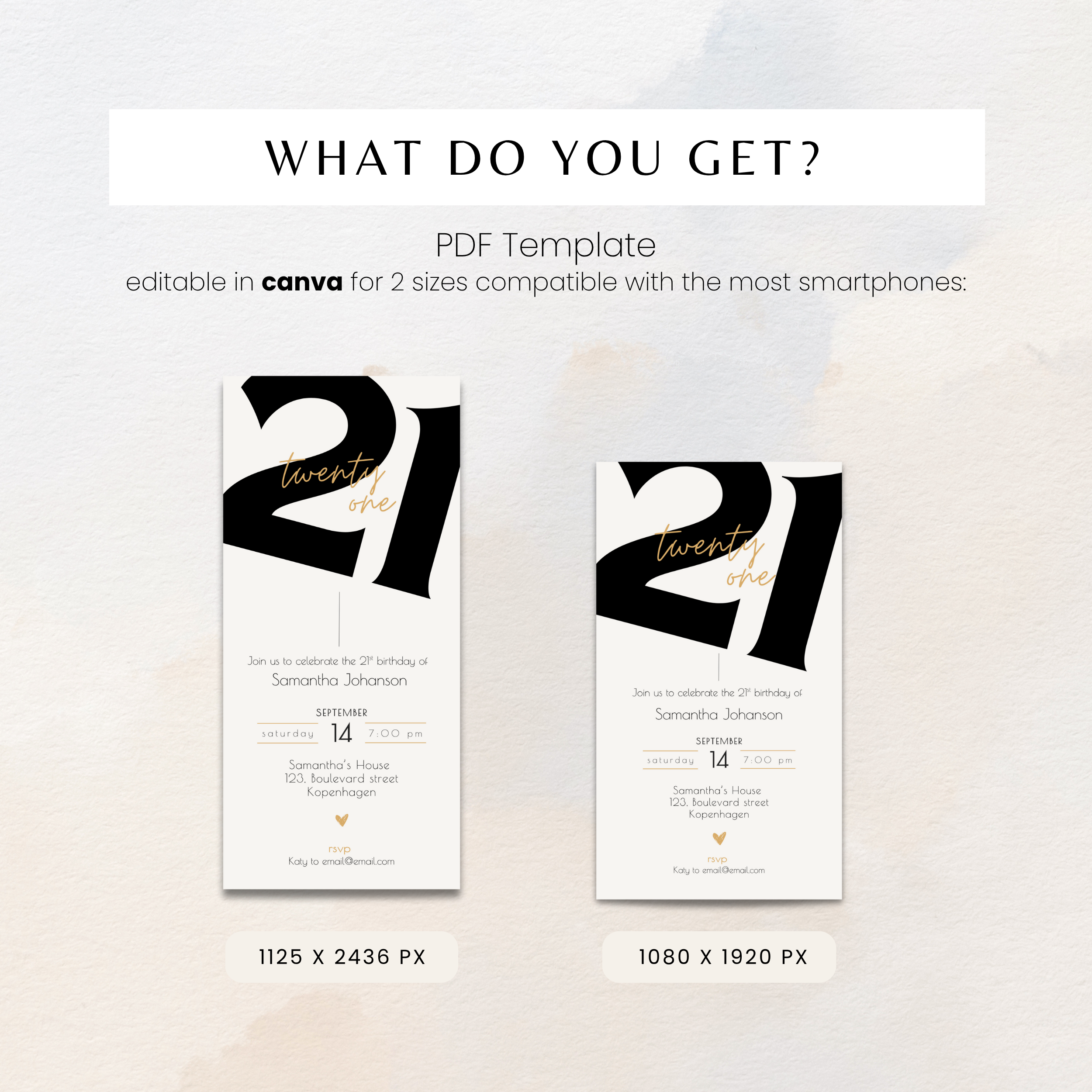 Modern 21st Birthday Invitation Template