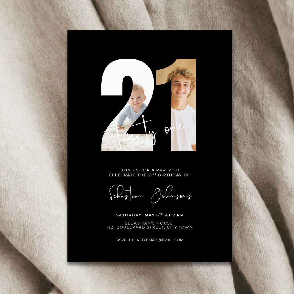 Photo 21st Birthday Invitation Template Boys