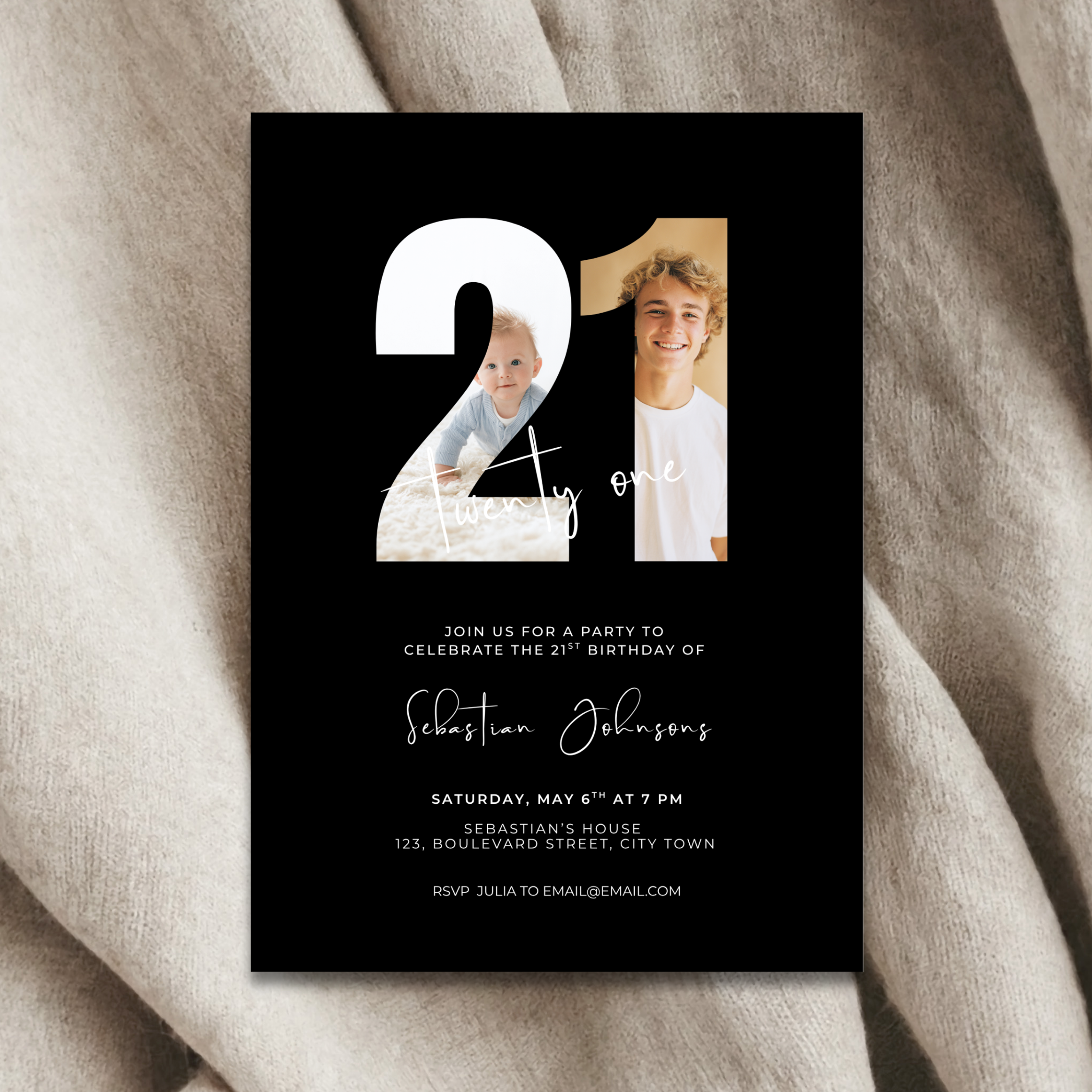 Photo 21st Birthday Invitation Template Boys