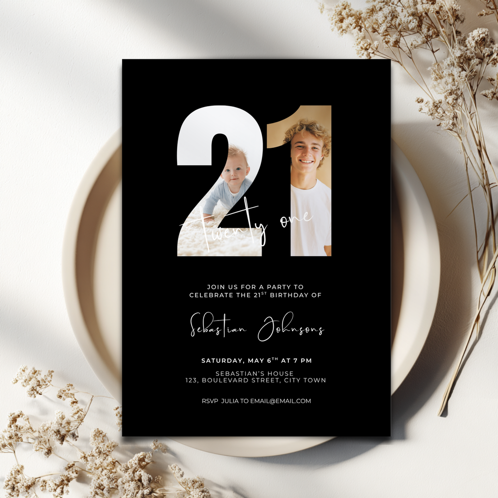 Photo 21st Birthday Invitation Template Boys