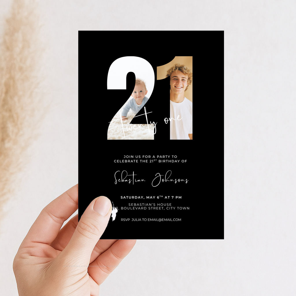 Photo 21st Birthday Invitation Template Boys