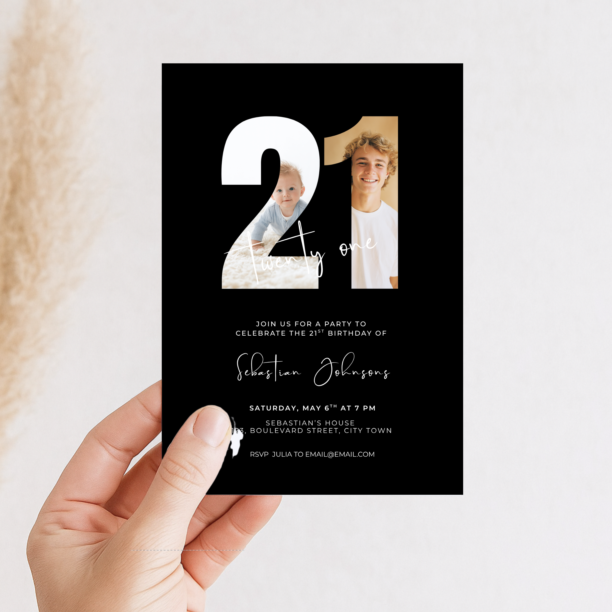 Photo 21st Birthday Invitation Template Boys