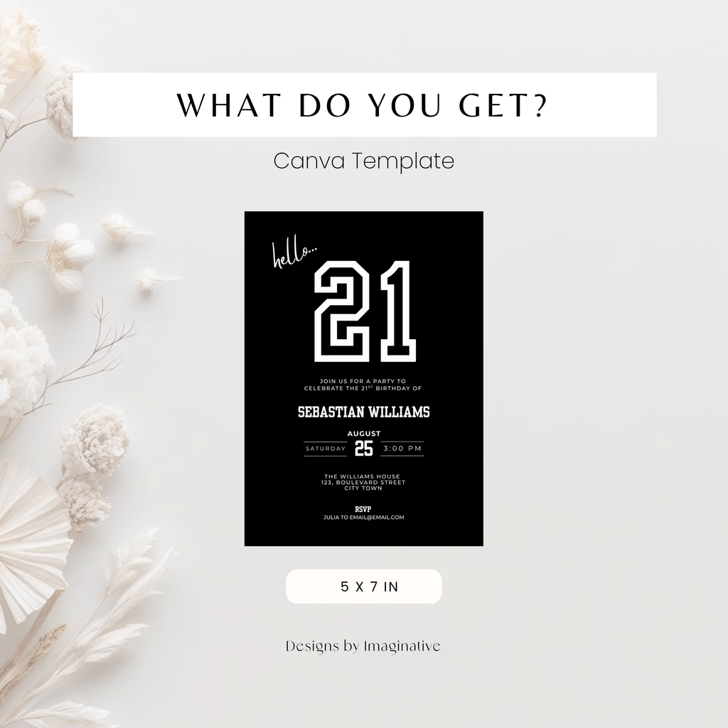 Black Sporty 21st Birthday Invitation