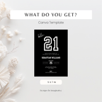 Black Sporty 21st Birthday Invitation