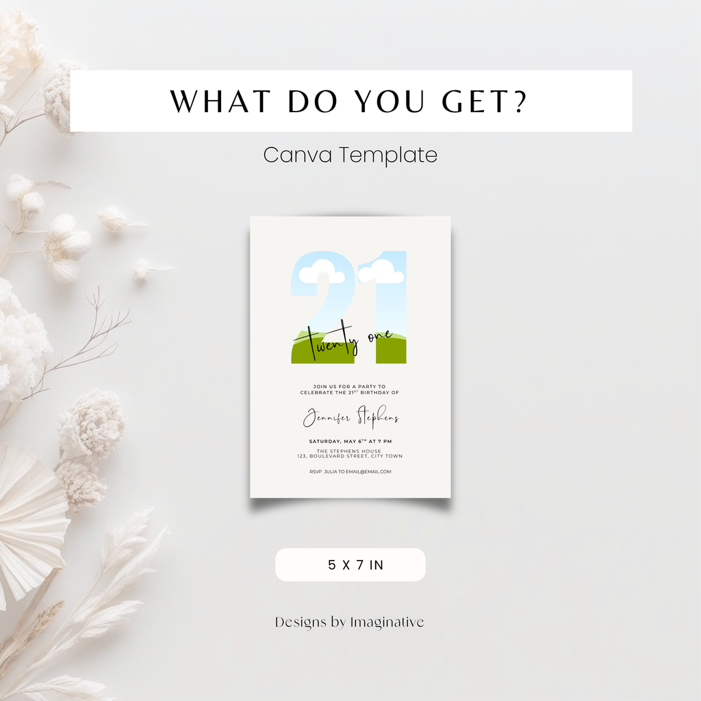 Elegant Photo 21st Birthday Invitation Template