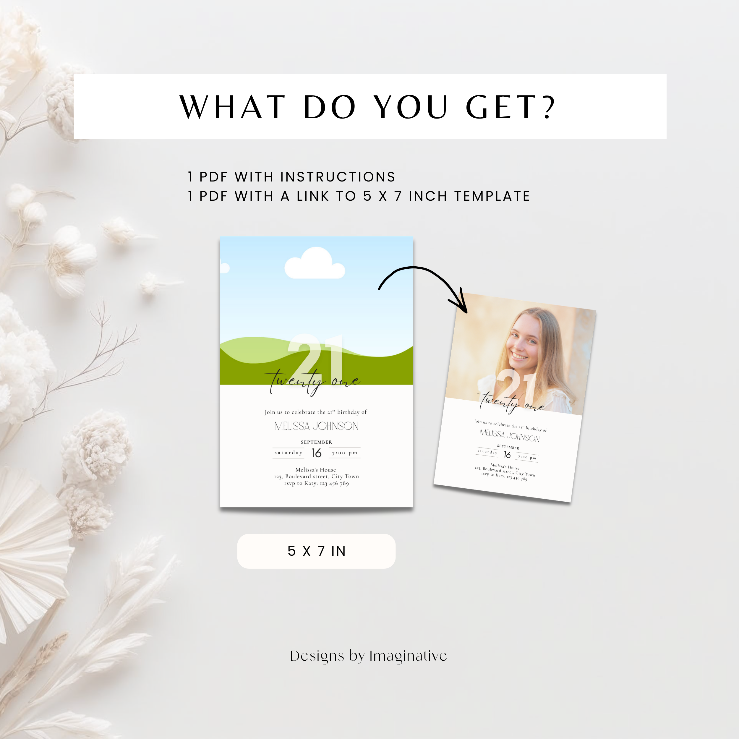 21st Birthday Photo Invitation Template