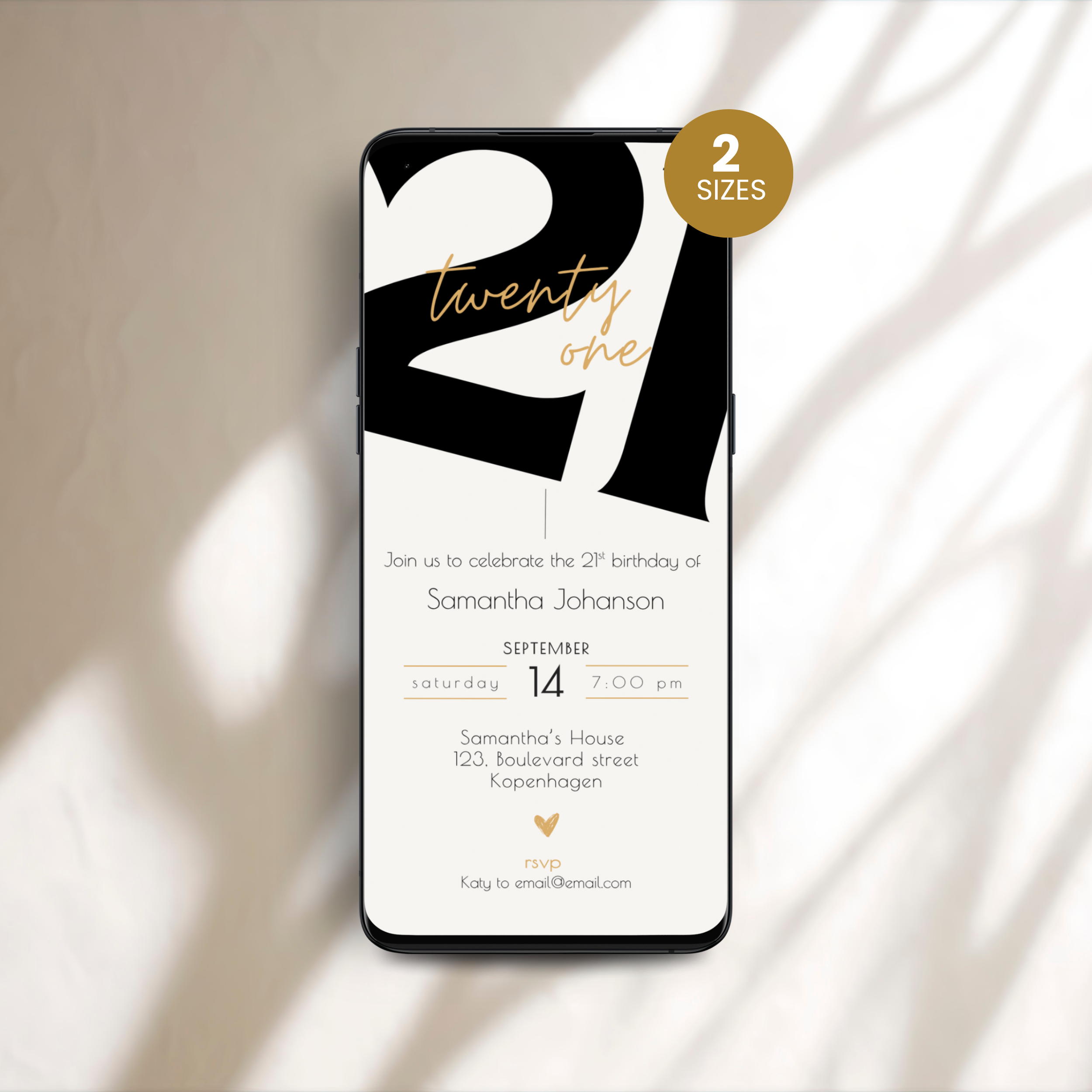 Modern 21st Birthday Invitation Template