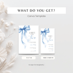 Baby Blue Bow 2nd Birthday Invitation