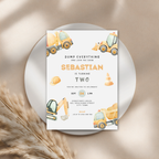 Construction Truck 2nd Birthday Invitation for Boys