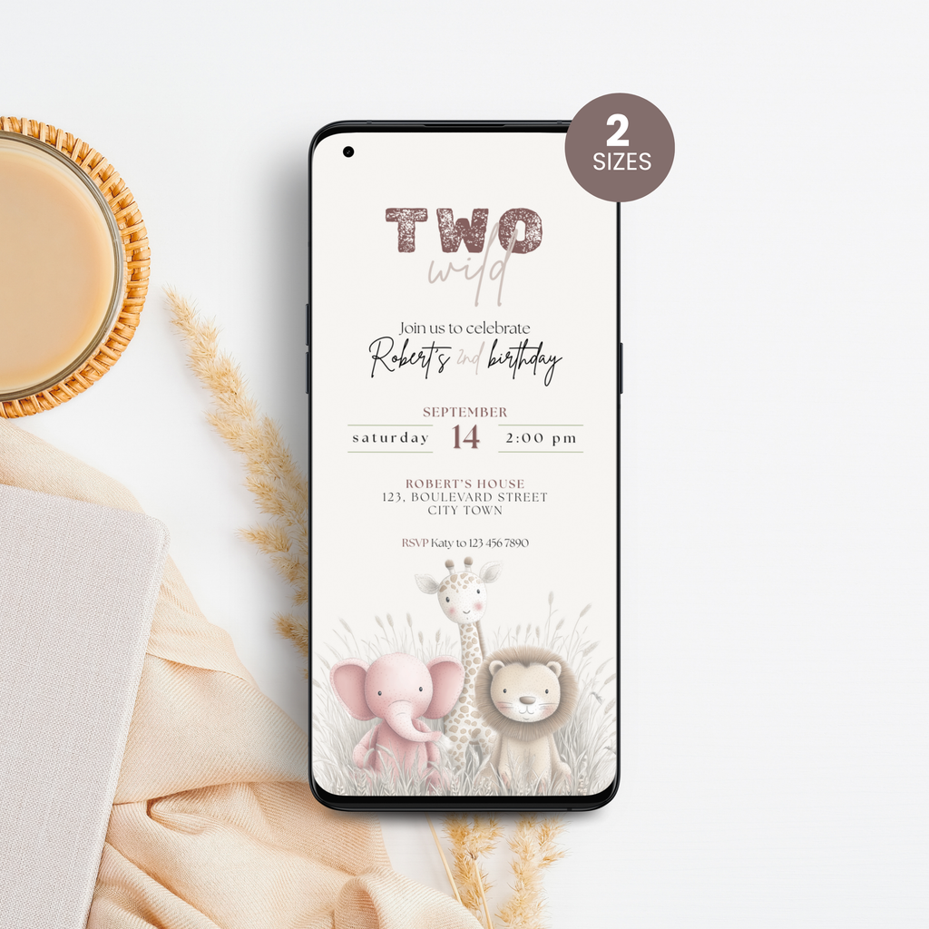 Two Wild Safari Birthday Invitation