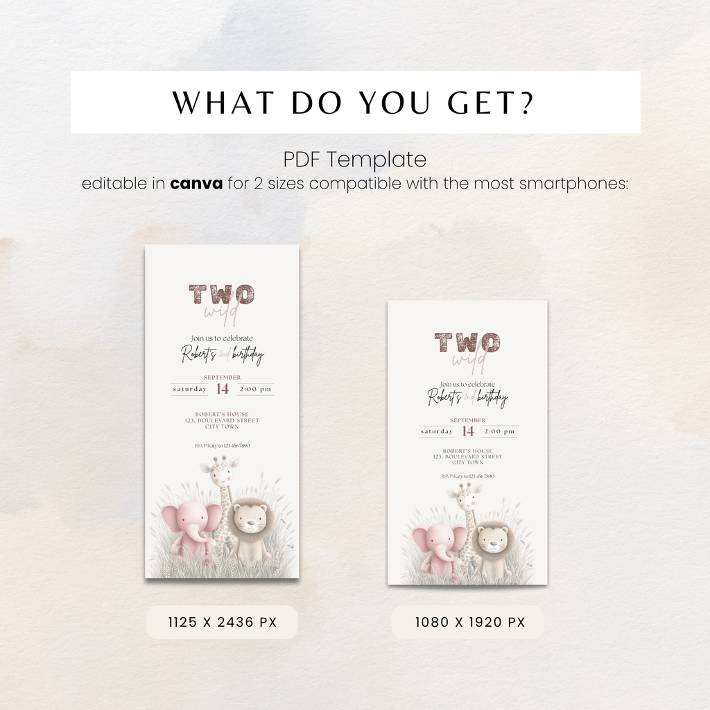 Two Wild Safari Birthday Invitation