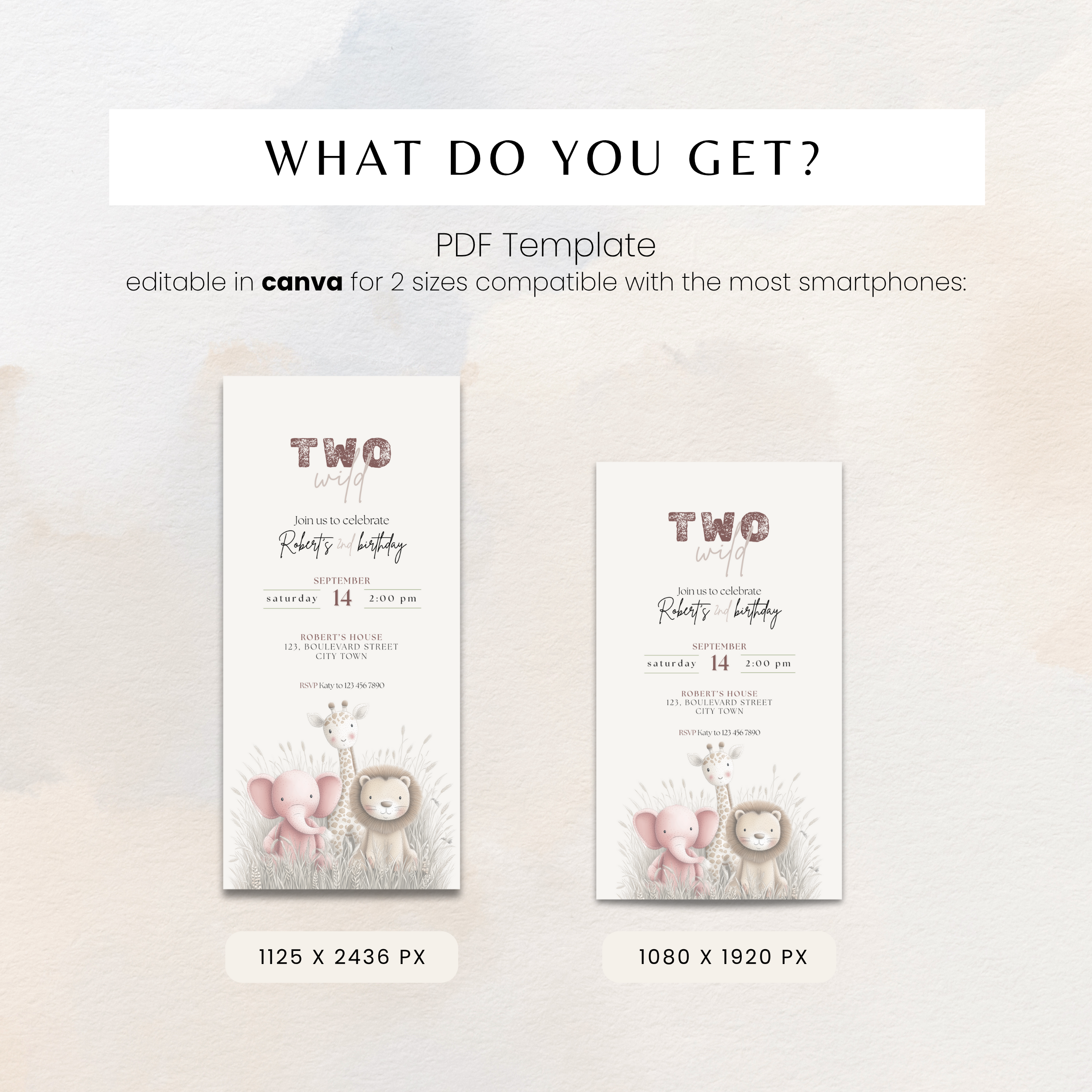 Two Wild Safari Birthday Invitation