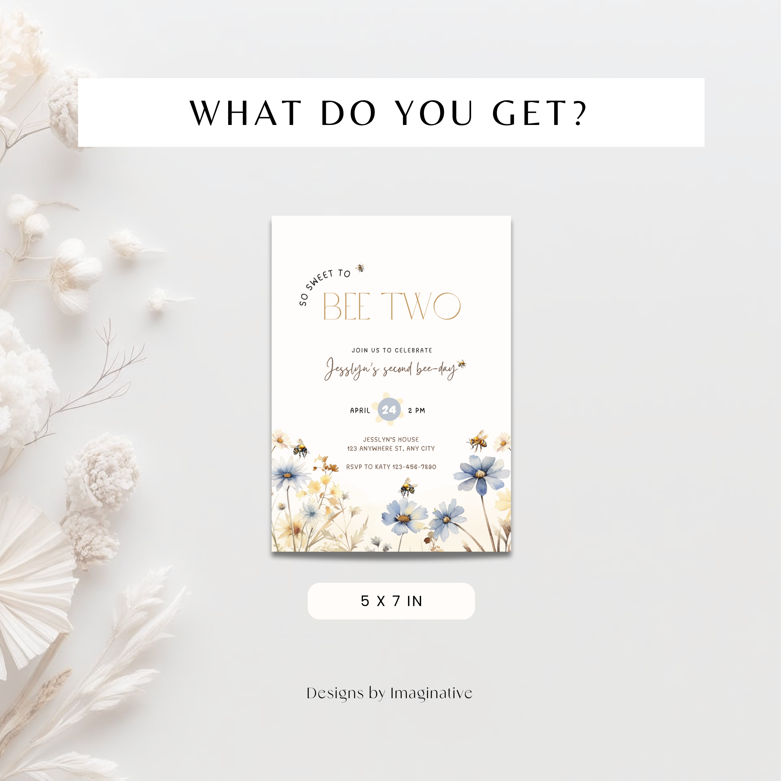 Sweet To Bee Two Birthday Invitation