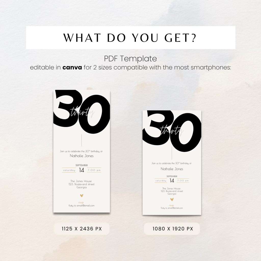 Minimal 30th Birthday Invitation