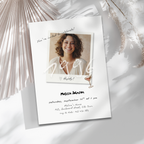 30th birthday Invitation card with a photo of a woman and text on a white background