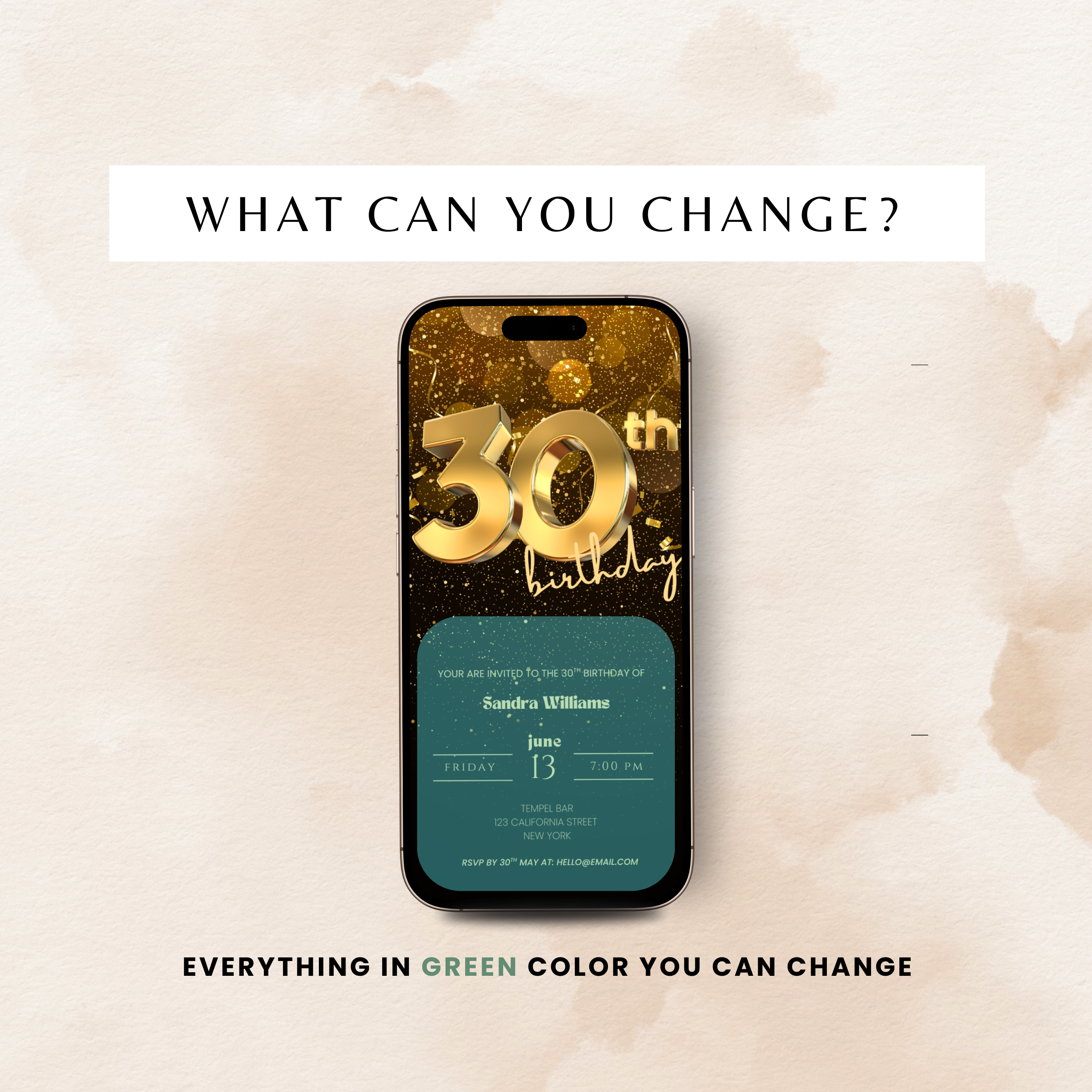 Golden 30th Birthday Invitation