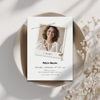 30th birthday Invitation card with a photo of a woman and text on a white background