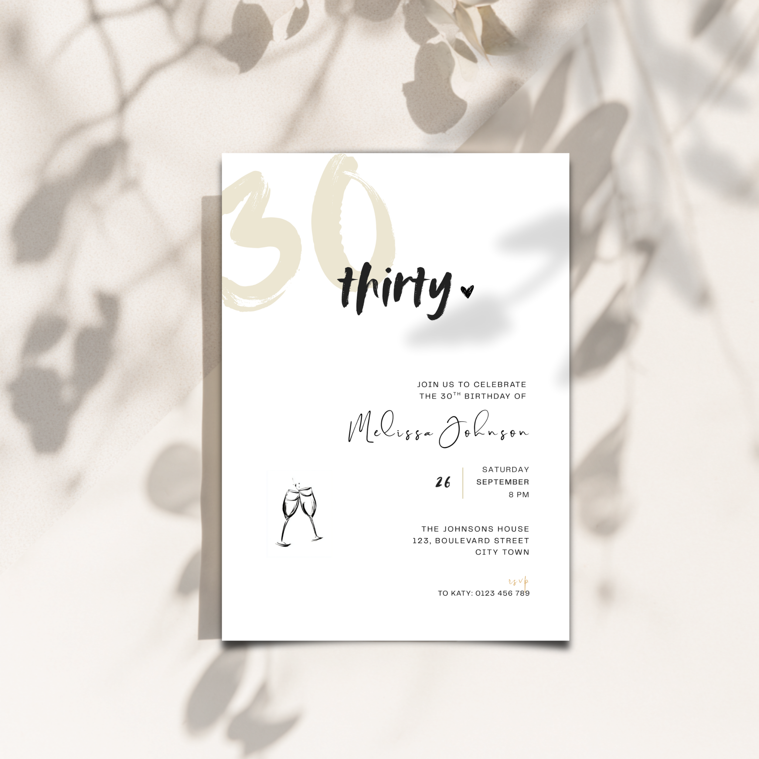 Modern 30th Birthday Invitation