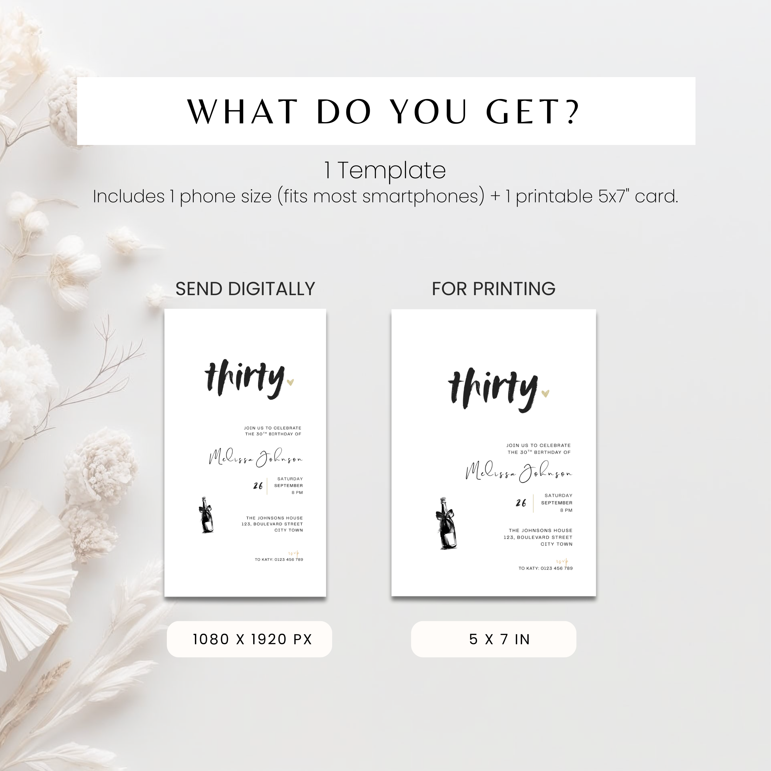 Modern Simple 30th Birthday Invitations