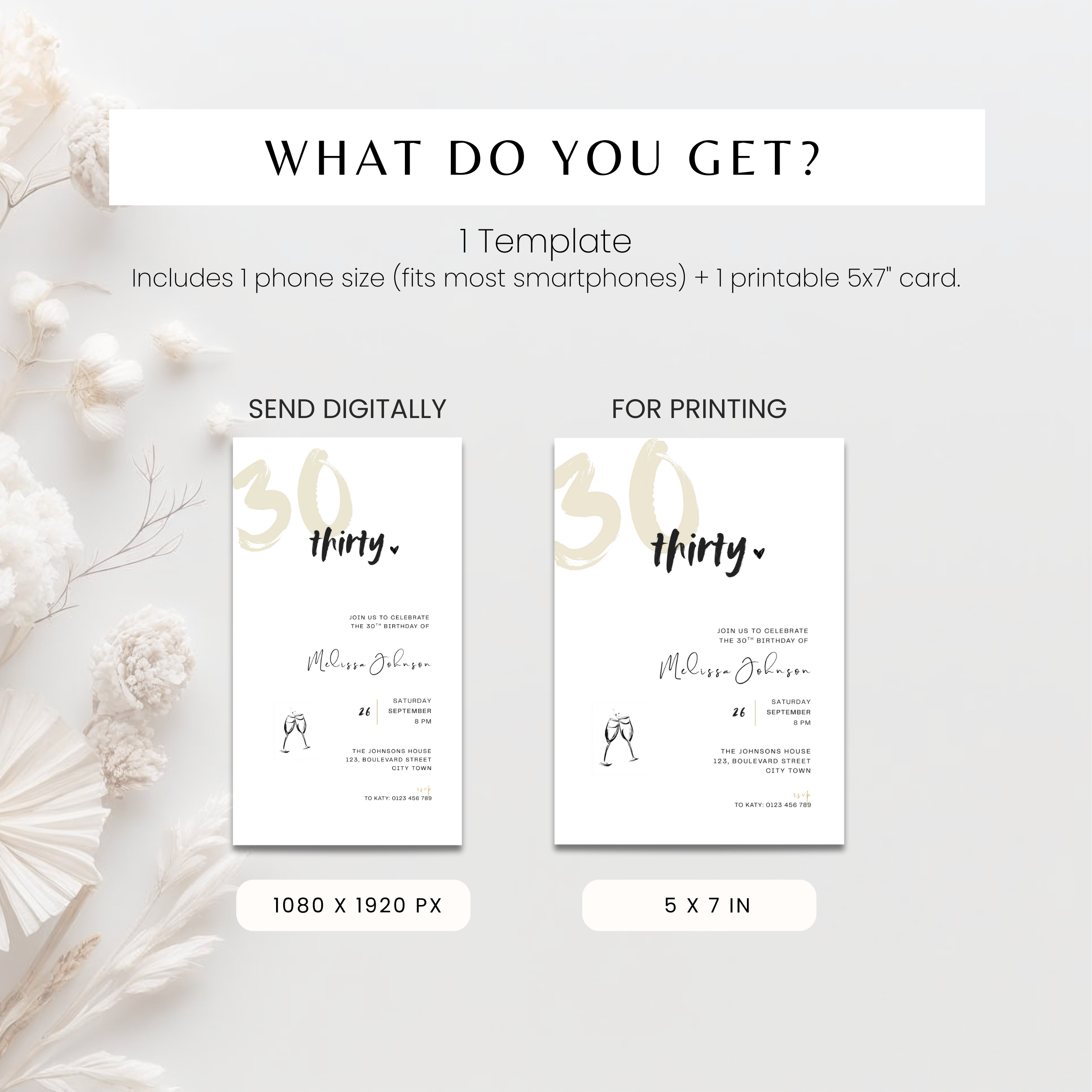 Modern 30th Birthday Invitation