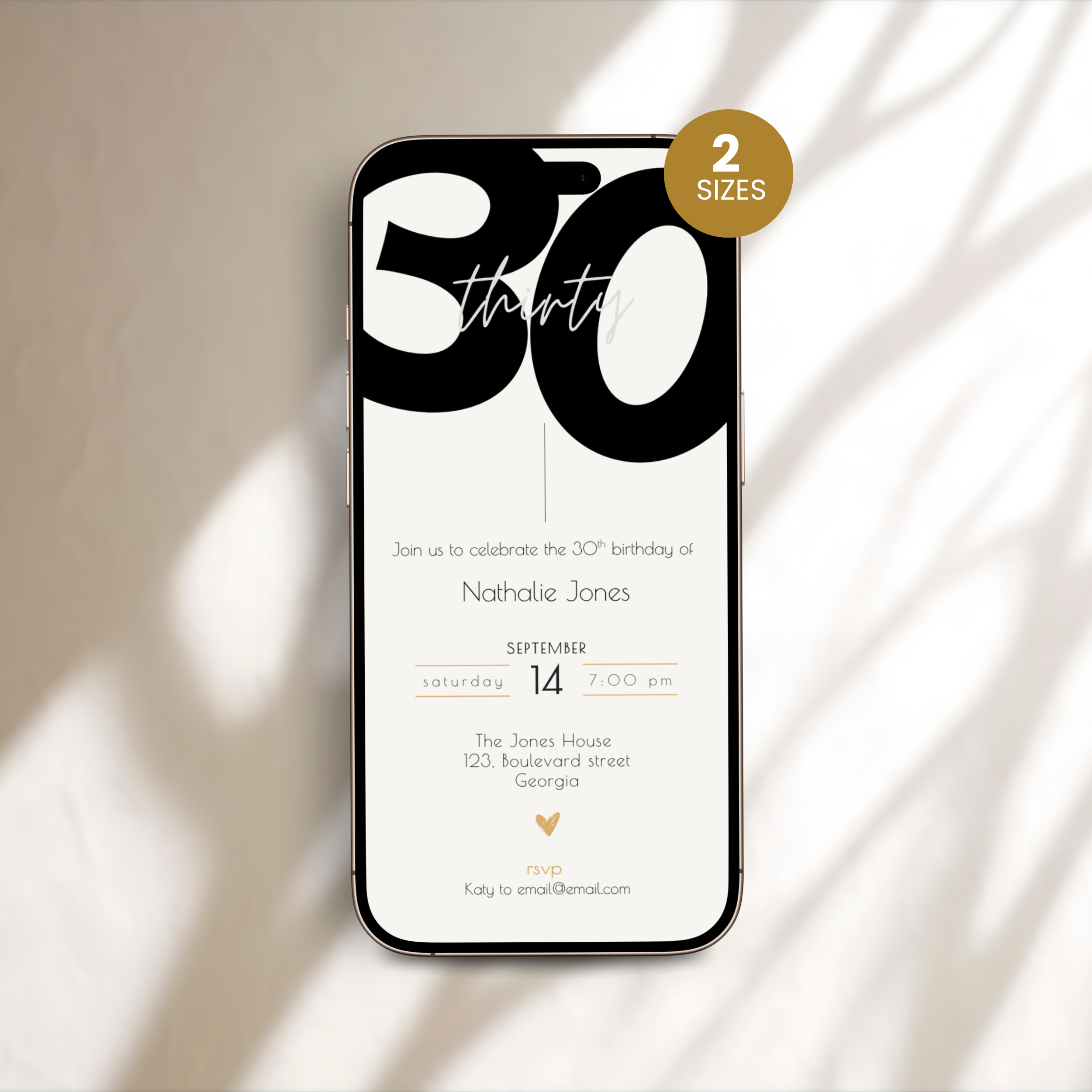 Minimal 30th Birthday Invitation