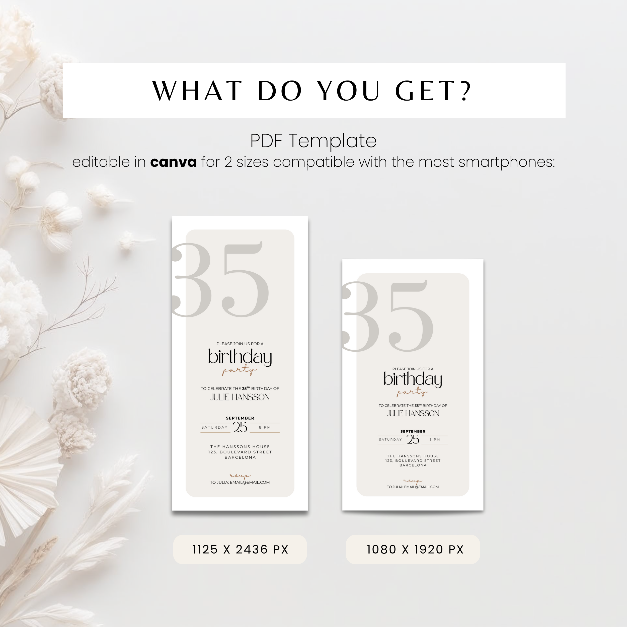 Modern Elegant 35th Birthday Invitation