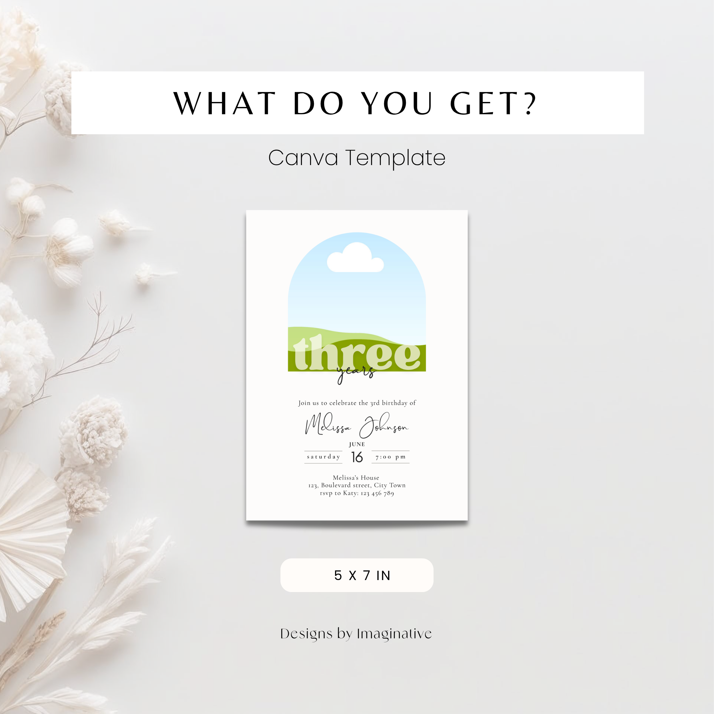 Minimal 3rd Birthday Invitation with Photo