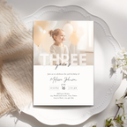 3rd Birthday Invitation Photo Boy or Girl